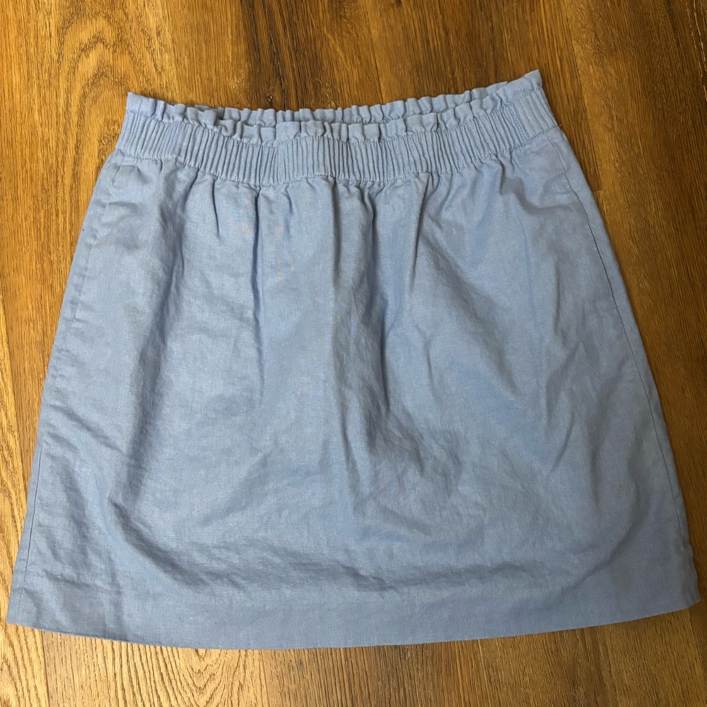 J. Crew Light Blue Gathered Mini Skirt
